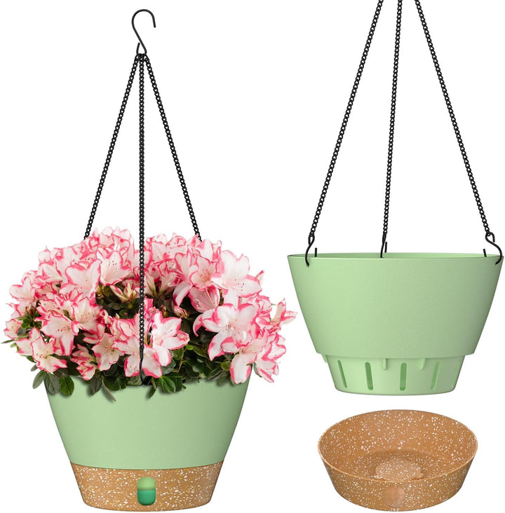 ZMTECH Blumenampel, 2er-Set Φ20cm Hängende Blumentöpfe Zum Aufhängen, Kunststoff Hängetopf mit Unter