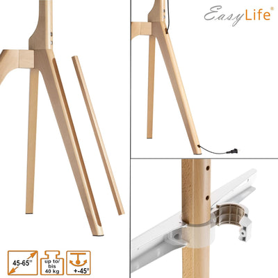 EasyLife - TV Stativ Holz Staffelei Tripod - Studio TV Stand bis 65'' Zoll & 40 kg Fernseher / Monit