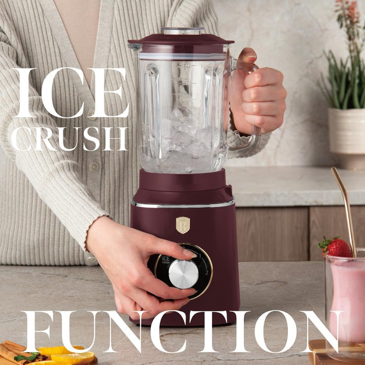 Berlinger Haus Stabmixer/Tischmixer mit Glasbehälter 1,5 L 1000 W/matt bordeaux/Leonardo Collection