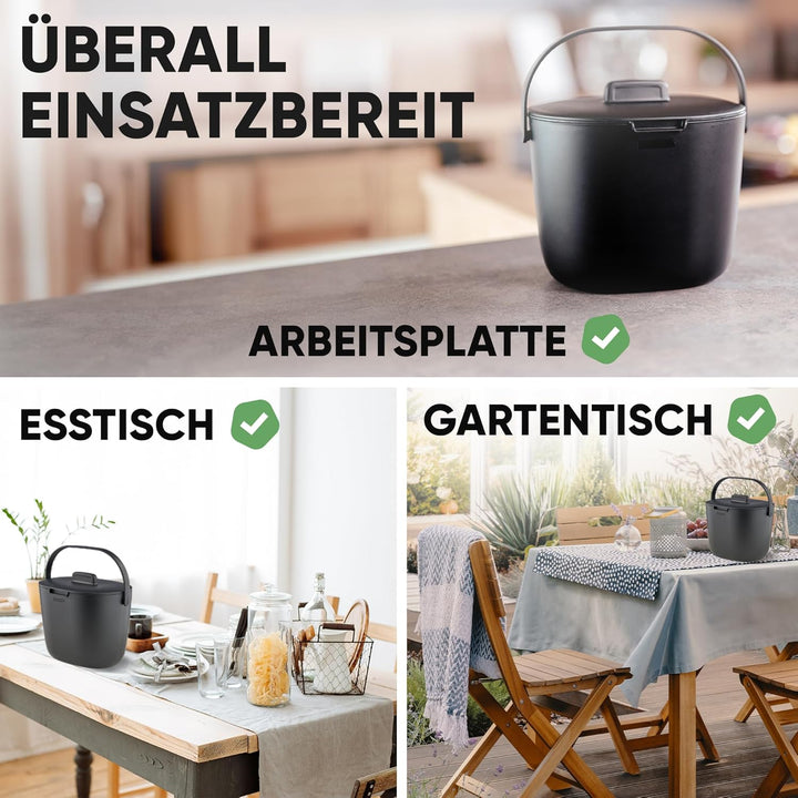 GODDY Biomülleimer Küche Bioabfallbehälter für küche Eimer mit Deckel [Geruchsdicht] 7L Komposteimer