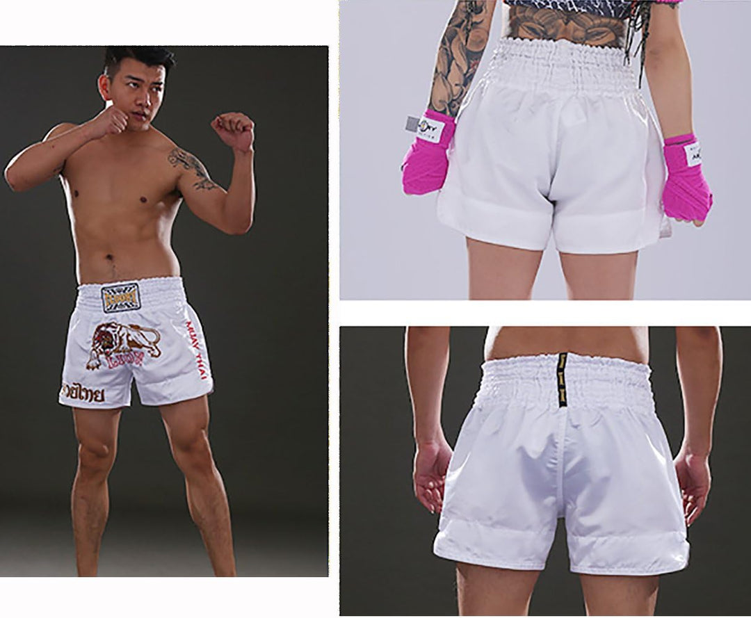 FLUORY Muay Thai-Shorts, hohe Qualität, Shorts für Thaiboxen, MMA, Kickboxen, für Damen, Herren, Kin