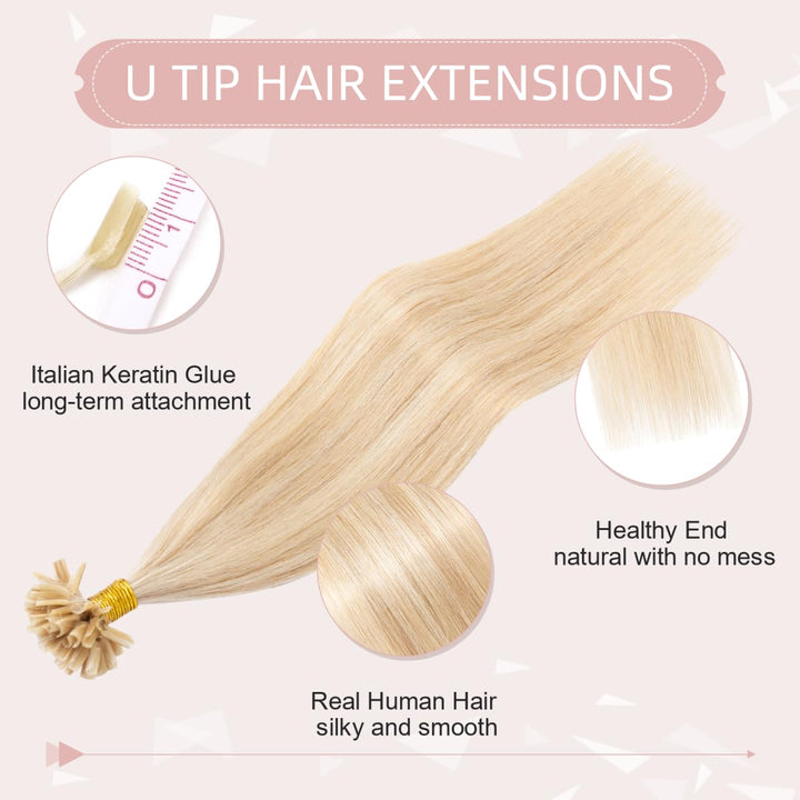 Silk-co Bonding Extensions Echthaar 1g U tip Extensions Haarteile Echthaar Glatt Weich Bonding Haarv