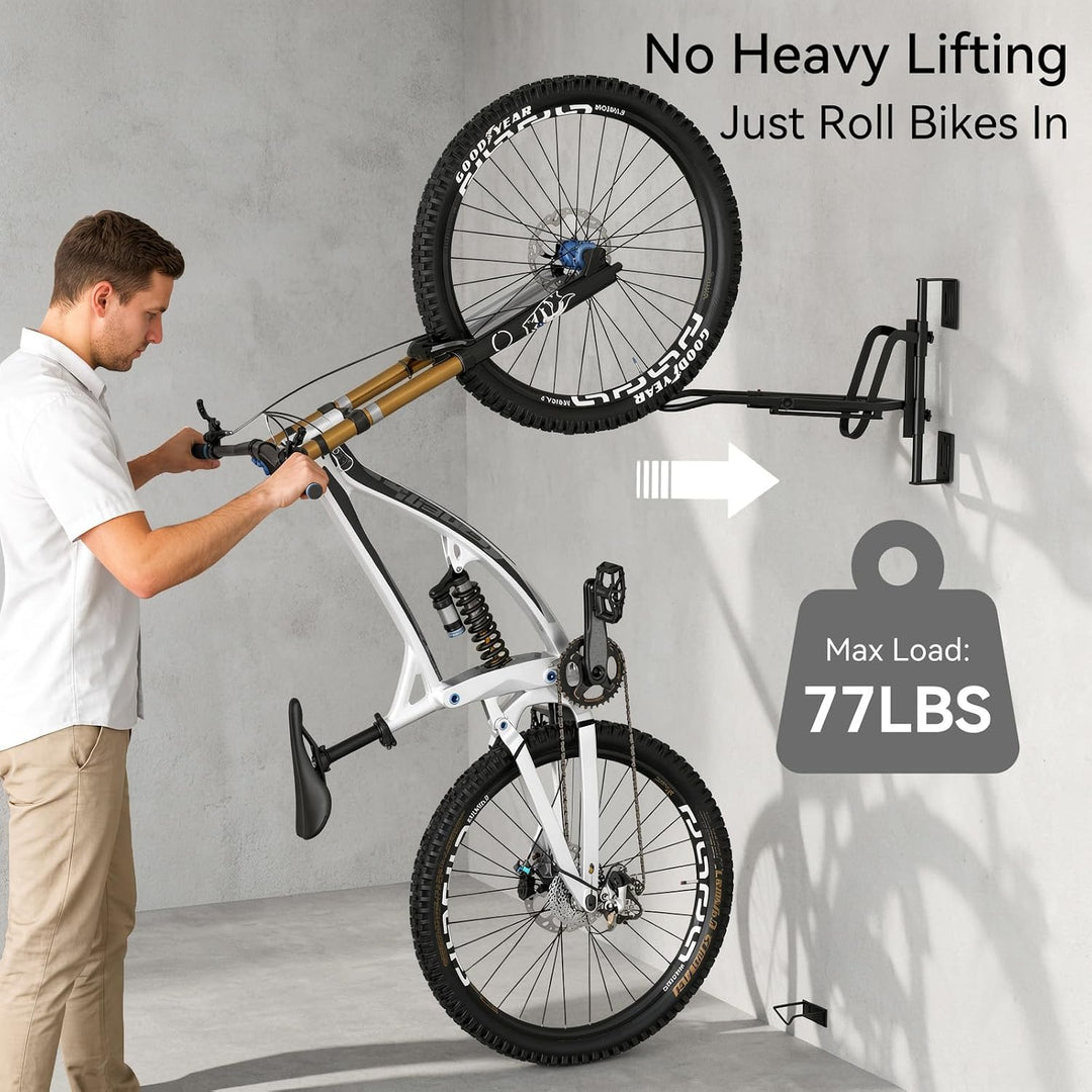 Housolution Schwenkbares Fahrrad-Wandhalterung, [1 Stück] Hebeloses Fahrradregal für Räder bis 29 Zo