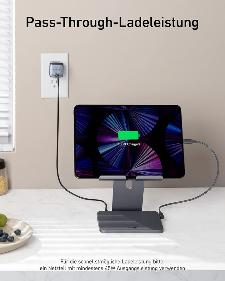Anker 551 8-in-1 USB-C Hub, einklappbare Halterung, Power Delivery, 4K HDMI, 2 USB-A Datenports, 3.5