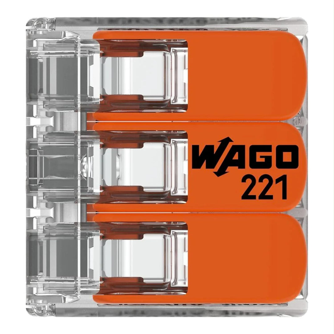 WAGO Verbindungsklemmen 221-413 | 3 Leiter, bis 4 mm², 50 Stück, COMPACT Kabelverbinder mit Hebel fü