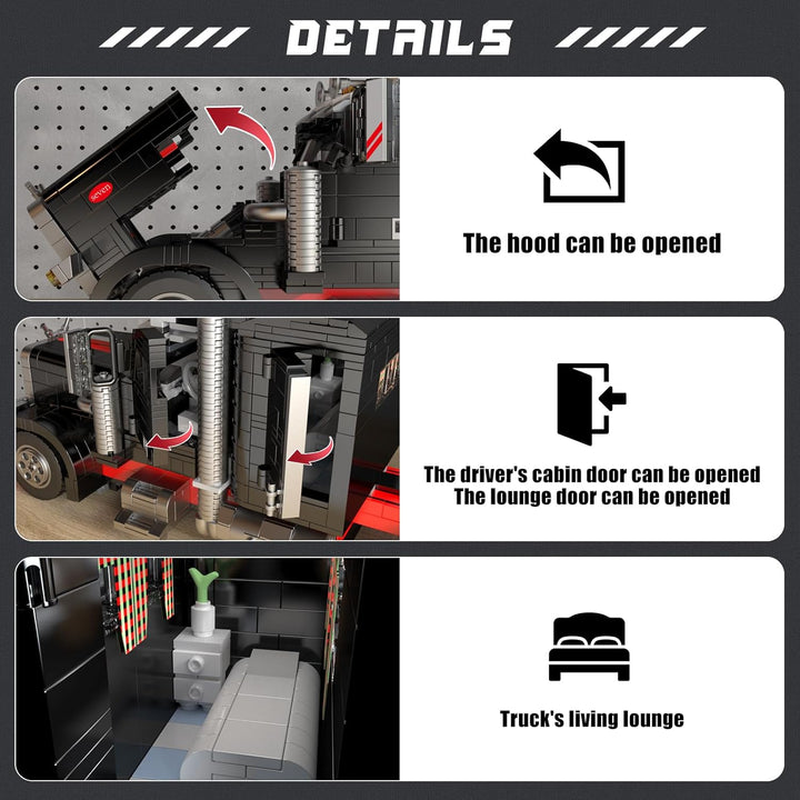 Mould King 10037 Technik US-Truck 'Das Schwarze Monster Car Modell, Kreativität Technologie Sportwag