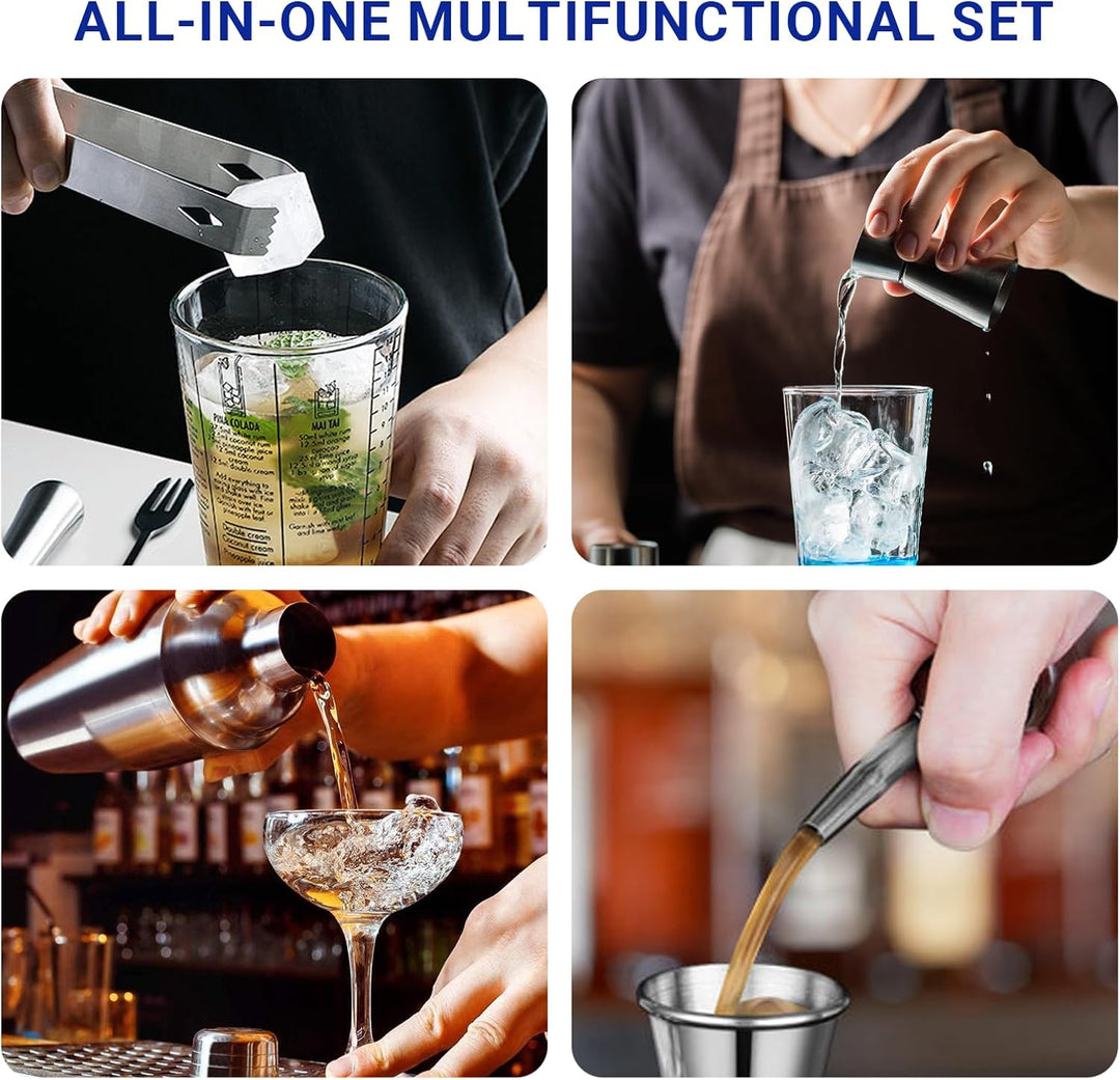 Cocktail Set - Edelstahl Cocktail Shaker - Coktailmixset 750 ML - Cocktail zubehör mit Shaker, doppe