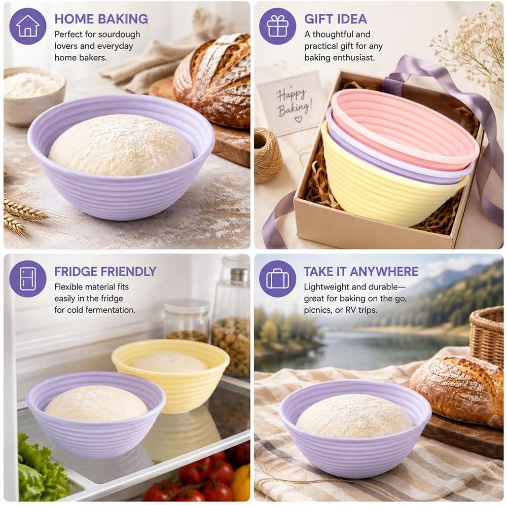 6 Stück Gärkörbchen Brot RunGärkörbchen Silikon Gärkörbchen Rund