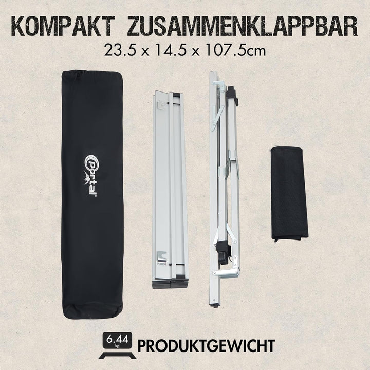 PORTAL Campingtisch faltbar Höhenverstellbar Klapptisch Aluminium 108 x 71cm rollbar Camping Tisch k