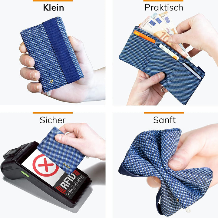 GUGGIARI® Slim Wallet mit RFID Schutz für Kreditkarten-, Bargeld- und Schlüsselhalter - Kartenetui H