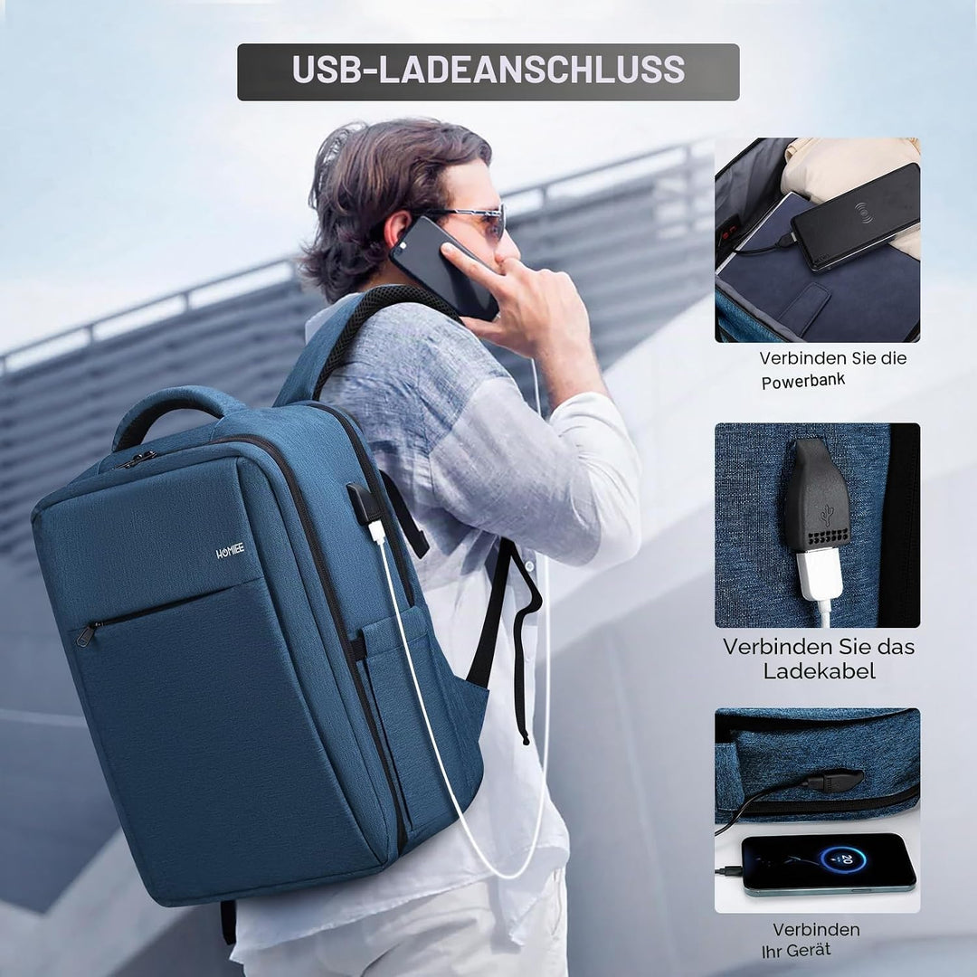 HOMIEE Handgepäck Rucksack Herren, Laptop Rucksack 15,6 Zoll Reiserucksack Travel Backpack Business