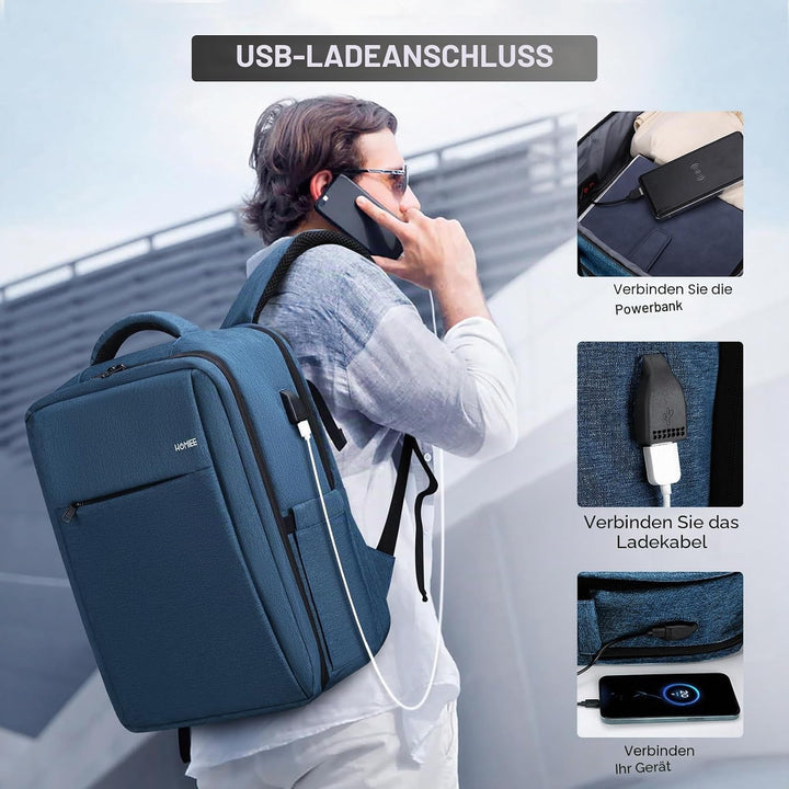 HOMIEE Handgepäck Rucksack Herren, Laptop Rucksack 15,6 Zoll Reiserucksack Travel Backpack Business