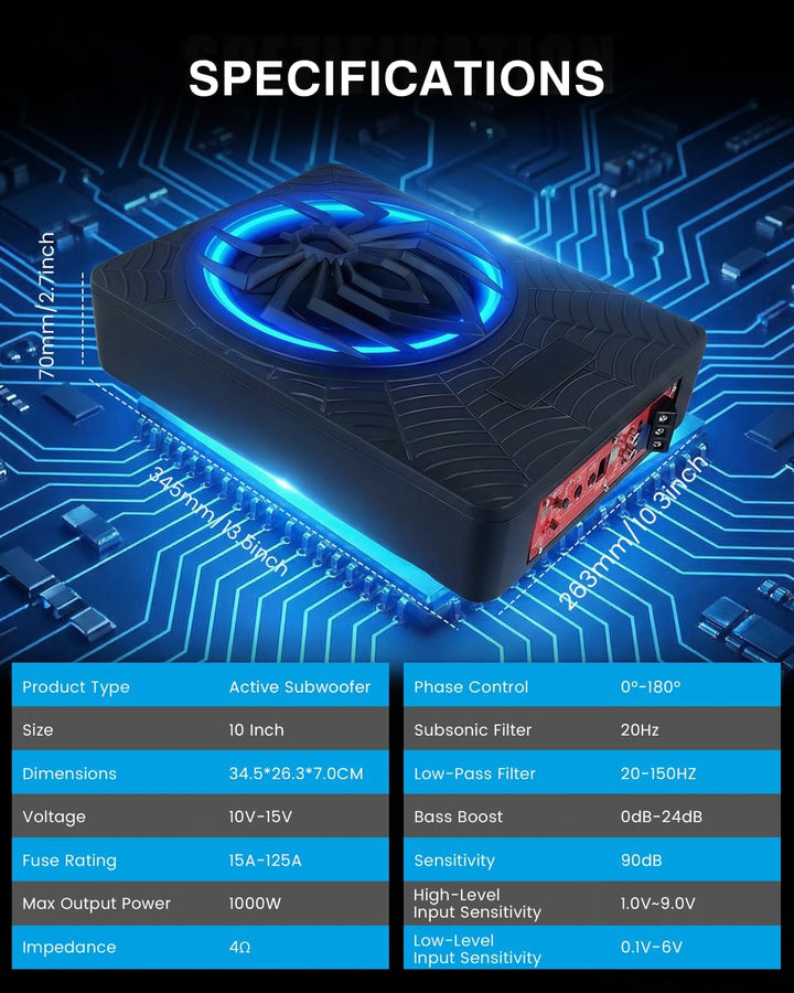 Aktiver Subwoofer für Fahrzeuge, für die Platzierung Unter dem Sitz Konzipiert, 1000 W Maximale Leis