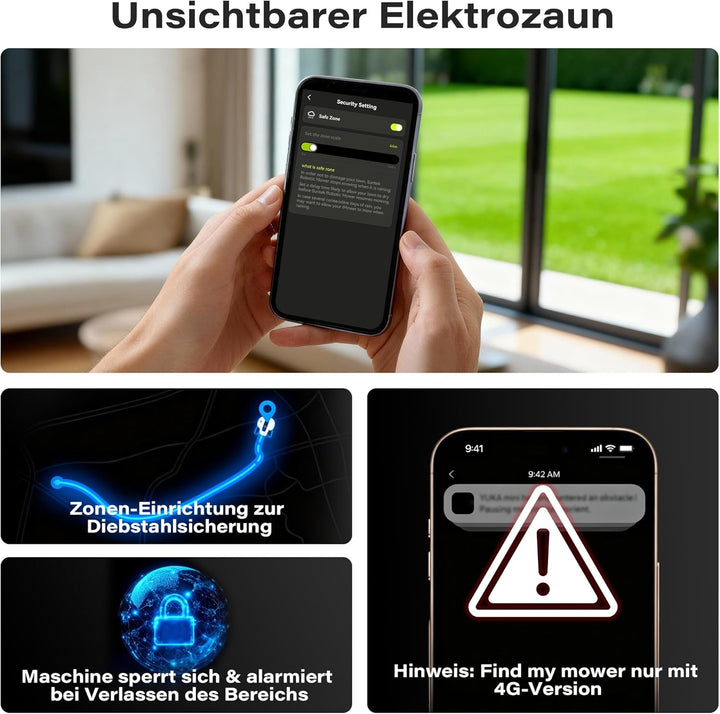 SUNTEK Mähroboter ohne Begrenzungskabel mit Garage, RTK+Vision Rasenmäher Roboter, KI Auto Kartierun