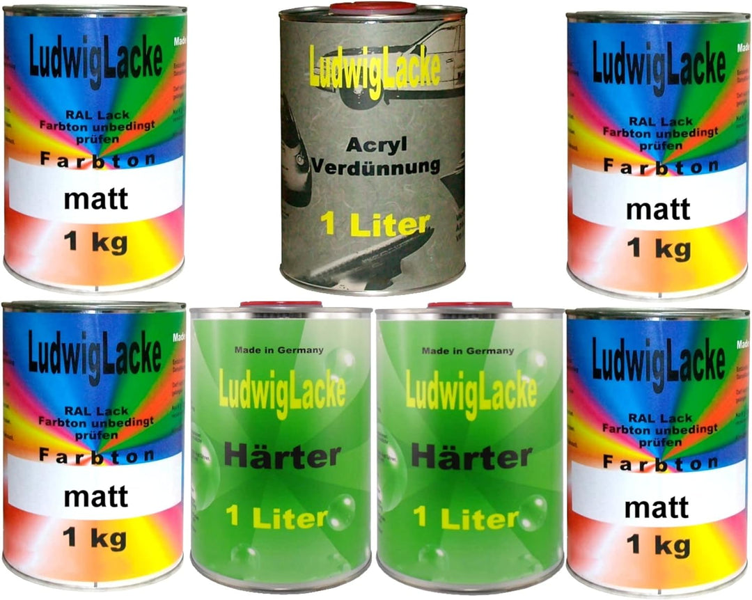 Ludwiglacke 7 kg Set Autolack mit Härter matt RAL 6014 Gelboliv