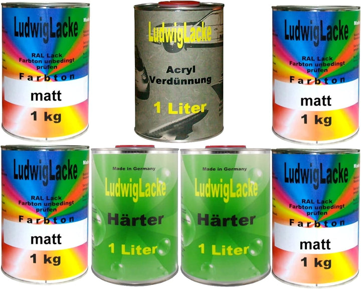 Ludwiglacke 7 kg Set Autolack mit Härter matt RAL 6014 Gelboliv