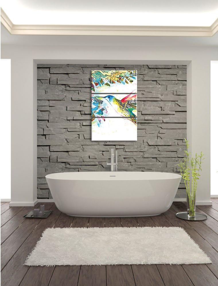 Pixxprint Kolibri Kunst als Leinwandbild/Grösse: 3 Teilig (120x80) cm/Wandbild/Kunstdruck/fertig bes