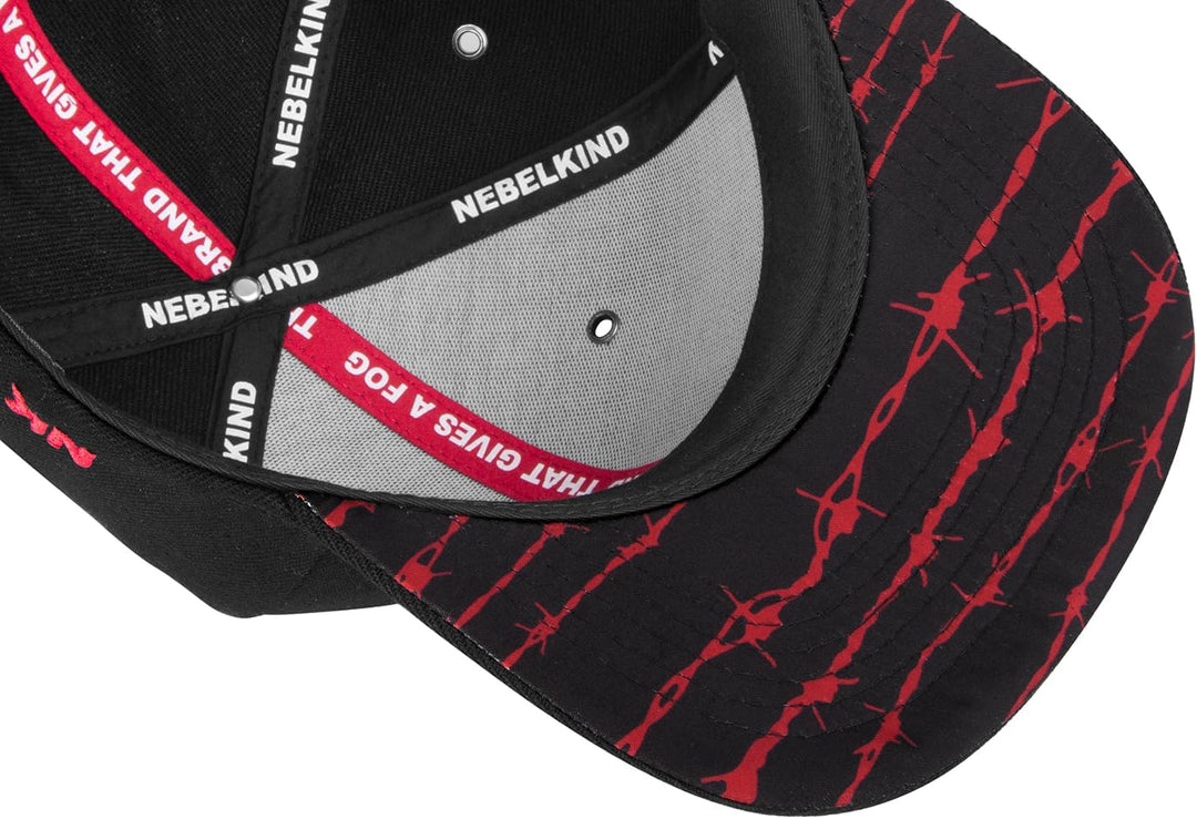 Nebelkind Snapback Cap Schwarz Barbed Wire Stacheldraht Rot Grössenverstellbar Unisex One Size