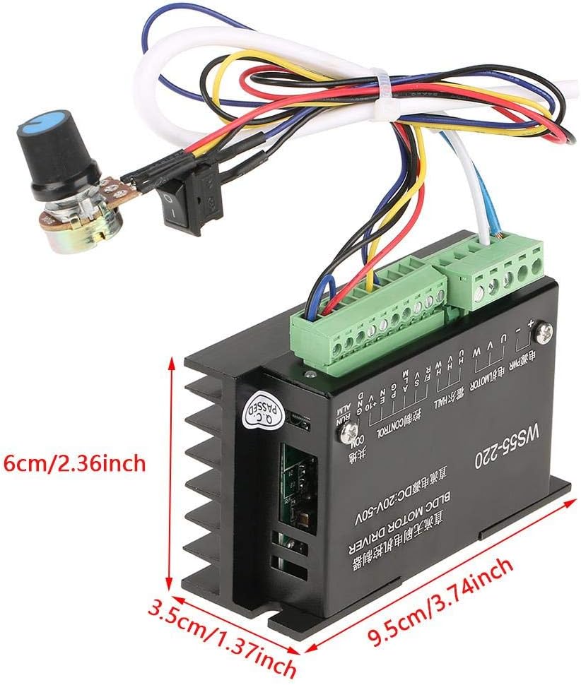 Bewinner Motortreiber Controller mit Kabel, WS55-220 Hochleistungs BLDC Motor Controller mit 3 Phase