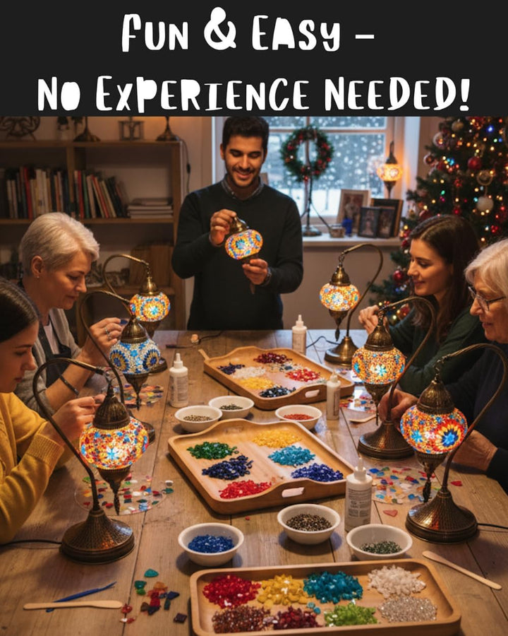DEMMEX DIY Türkisches Mosaiklampen-Kit - Komplettes Kunst- und Handwerks-Geschenkset für Erwachsene