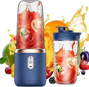 Tragbarer Mixer, 400ml Mixer Smoothie Maker to Go, Portable Blender mit 6-Blatt, Mini Standmixer mit