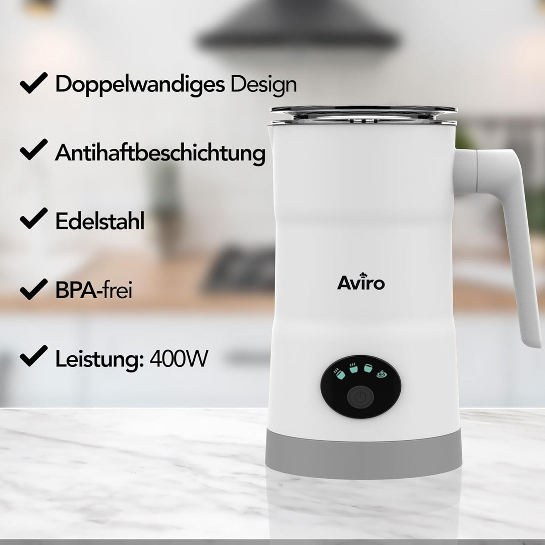 Brixy 4 in 1 Elektrischer Milchaufschäumer - 350 ml - Aufschäumen und Erhitzen - Cappuccino - Spülma