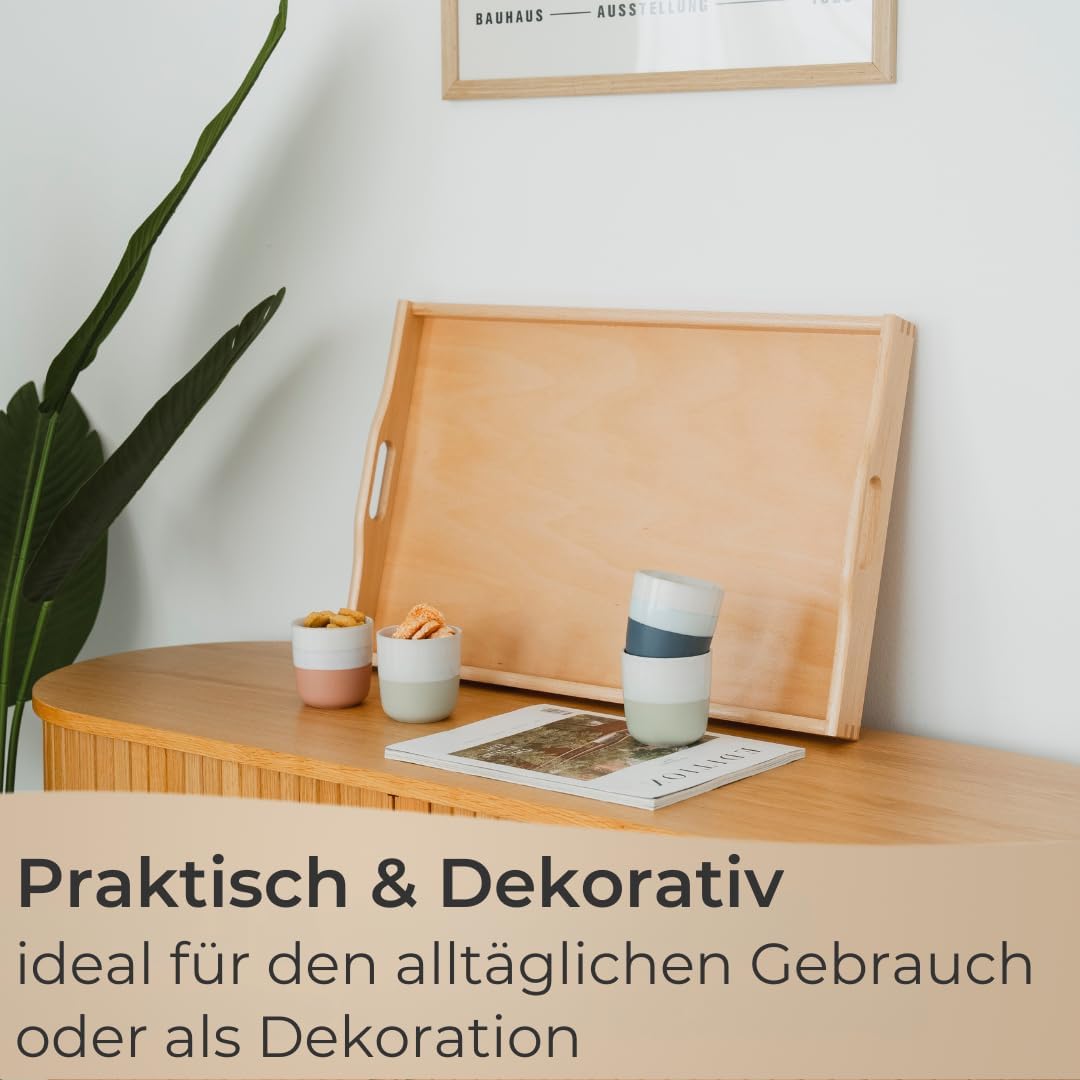 Premium Holz-Tablett Serviertablett Buche Natur lackiert Made in Germany, gross - 60 x 39 cm, Frühst