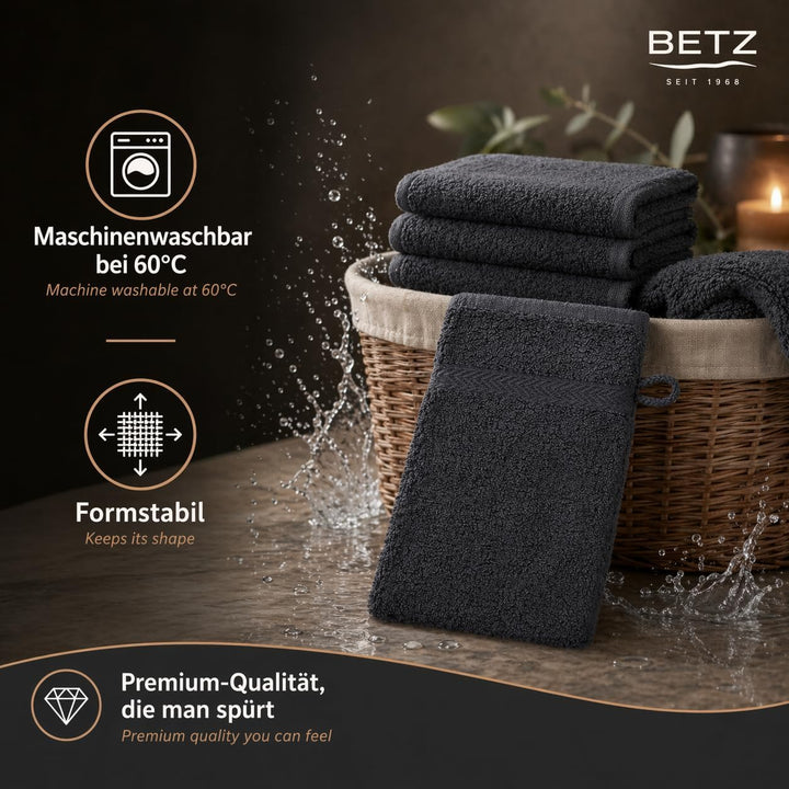 Betz 20 Stück Waschhandschuhe Waschlappen Premium Grösse 16x21 cm 100% Baumwolle Farbe Graphit, Grap