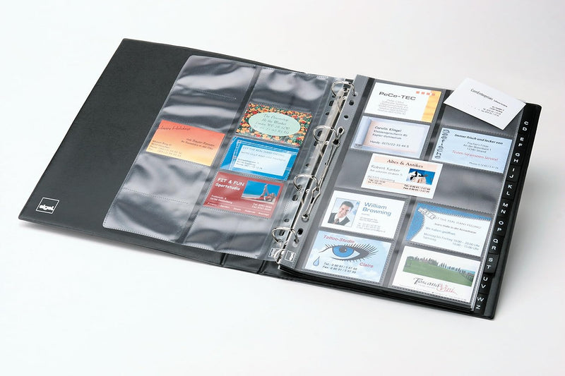 SIGEL VZ301 Visitenkarten-Ringbuch Visitenkarten-Mappe schwarz, für 400 Karten, mit 20 Sichthüllen,