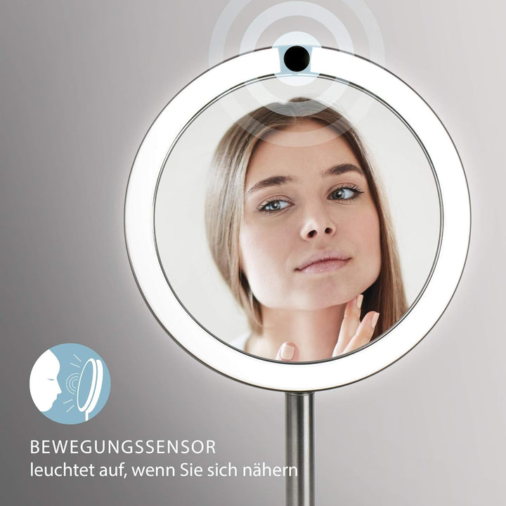 HoMedics drehbarer Kosmetikspiegel mit Annäherungssensor, vergrössernder LED-Spiegel, stabiler Stand