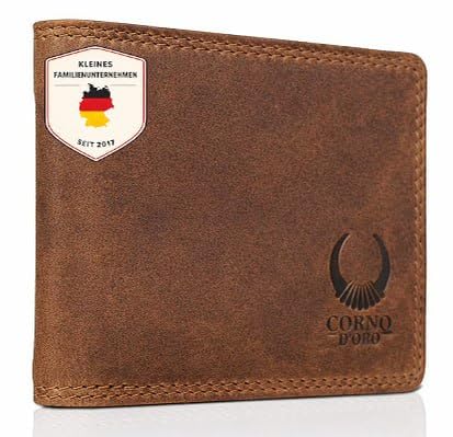 Corno d´Oro Portmonee Herren Leder Mini I Slim Wallet mit RFID Schutz I Kleines Portemonnaie Herren