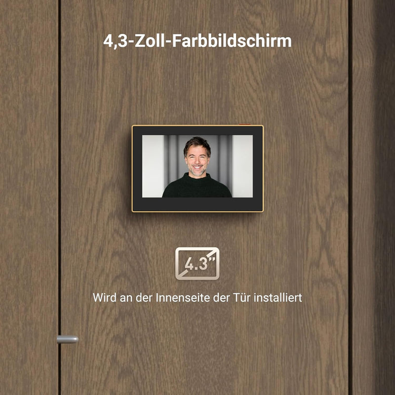 EZVIZ Video Türklingel mit Kamera, 2MP Türspion WLAN mit 4,3-Zoll-Farbbildschirm, 146° Weitwinkel un