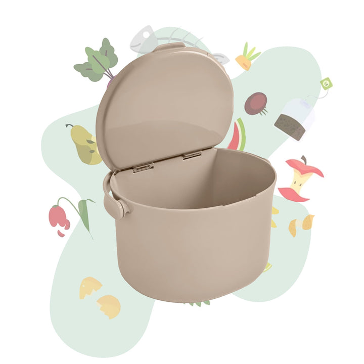 Lemodo Organko Daily Cappuccino, Biomülleimer Küche 3,3 l – formschöner Komposteimer aus recyceltem