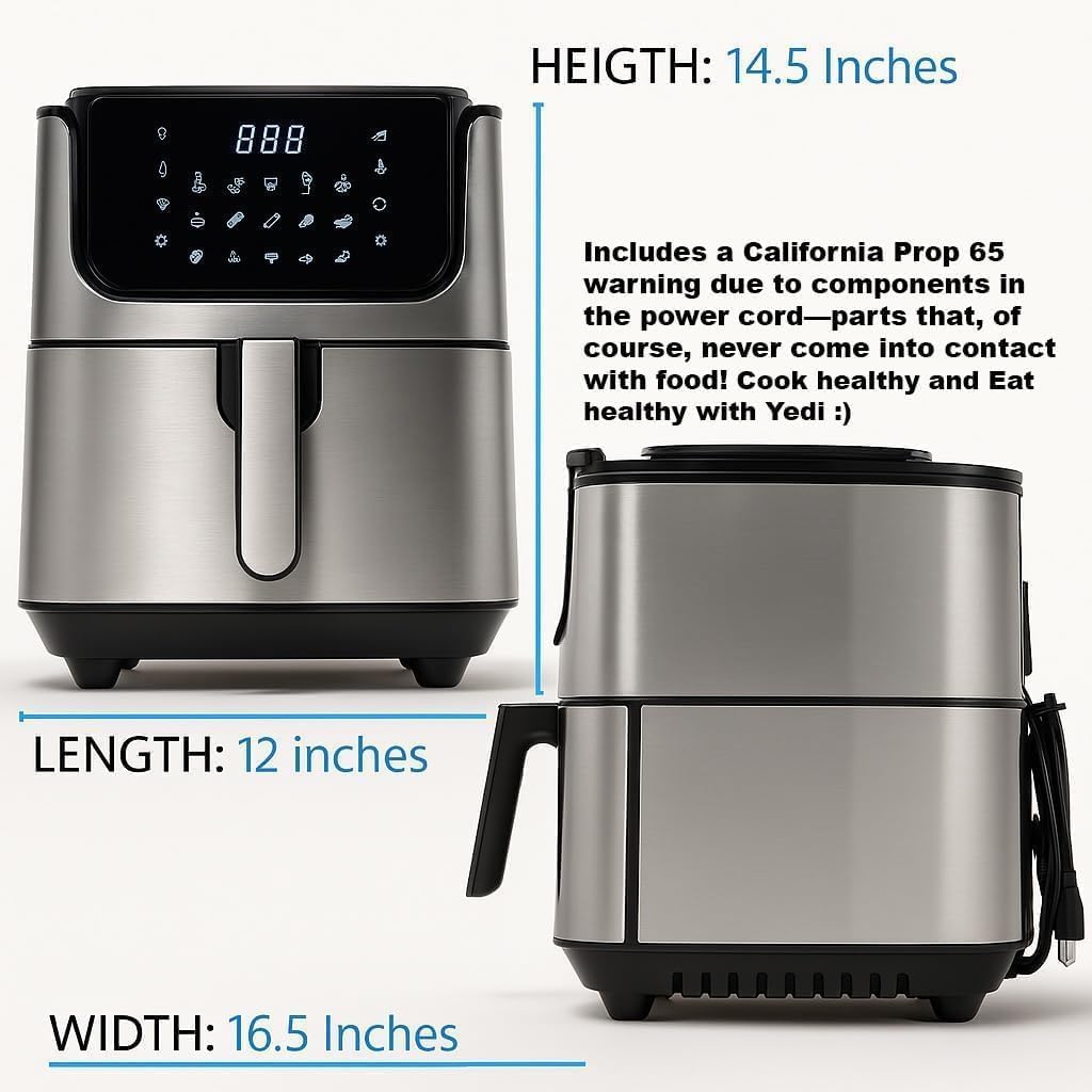 Yedi HOUSEWARE Evolution Fritteuse 6,8 Quart, Edelstahl, Keramik-Kochkorb, mit Deluxe-Zubehör-Set un