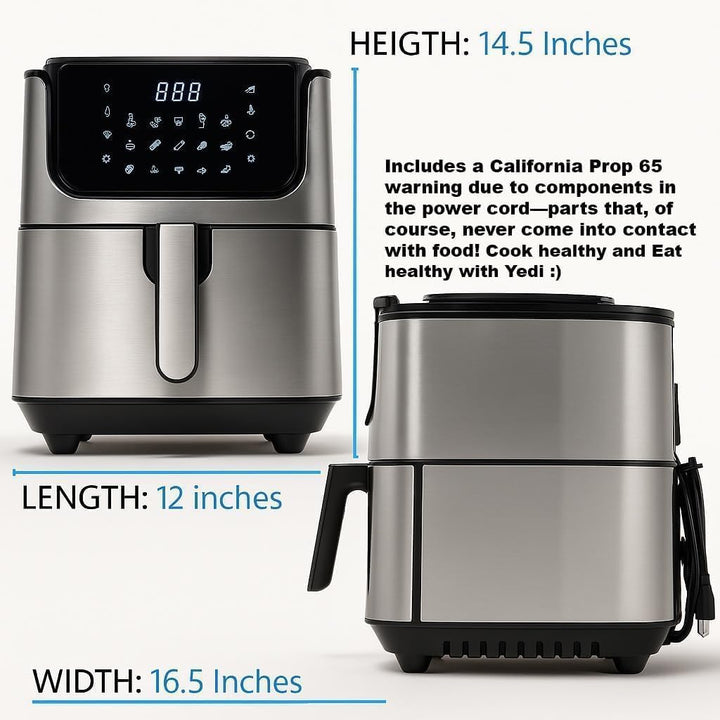 Yedi HOUSEWARE Evolution Fritteuse 6,8 Quart, Edelstahl, Keramik-Kochkorb, mit Deluxe-Zubehör-Set un