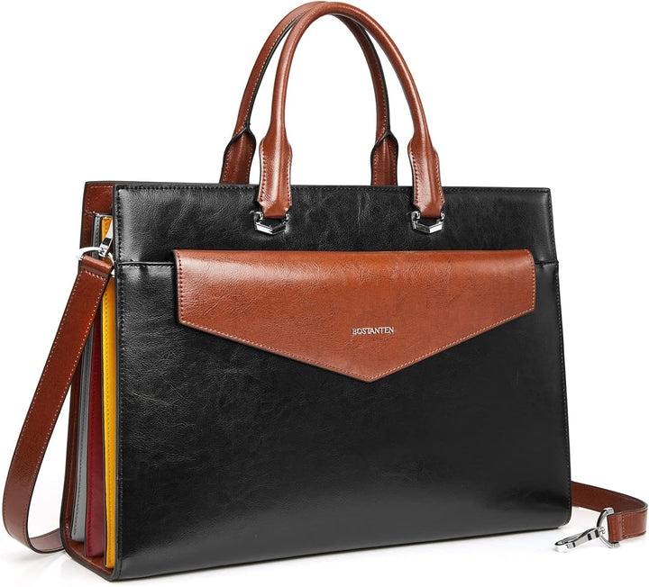 BOSTANTEN Damen Aktentaschen Leder Laptop Schultertasche 15.6 Zoll Frauen Arbeitstasche Businesstasc