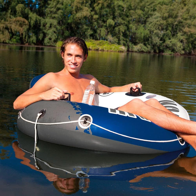 Intex River Run I - Aufblasbarer Schwimmsessel - Ø 135 cm, Weiss Blaues Rad Single, Blaues Rad Singl