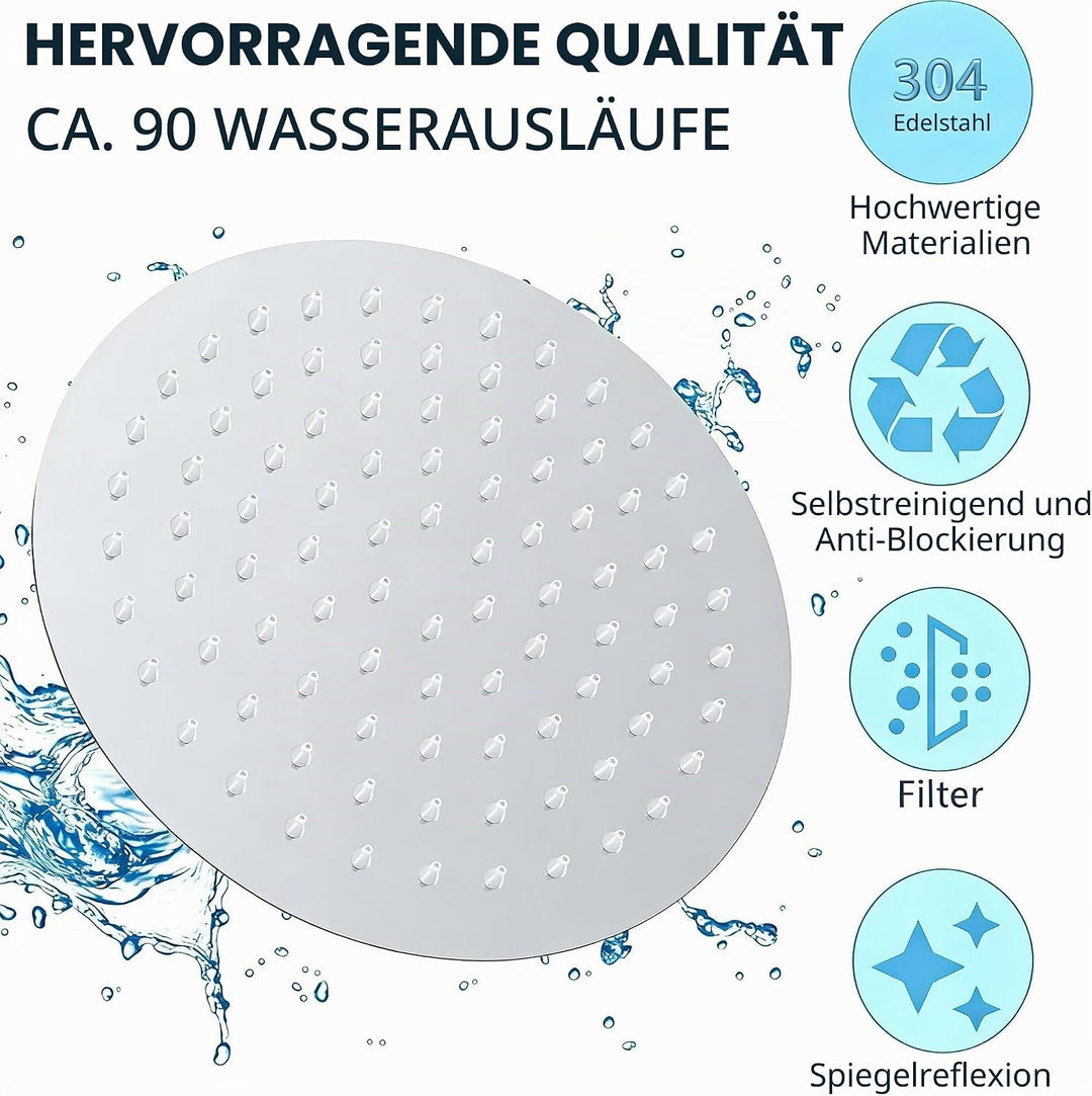 Artikelname: alcachofa de la Ducha Feste runde Duschköpfe aus Edelstahl 304, 10 Zoll ultradünne Dusc