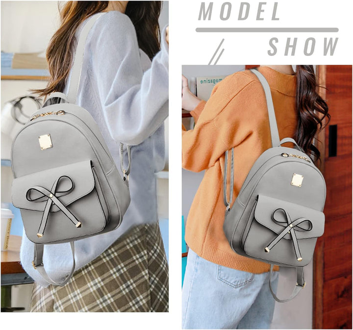 SUKUTU Frauen Rucksack Wasserdichte PU Leder Mode Schultaschen 3 PCS Mädchen Bowknot Cute Mini Daypa