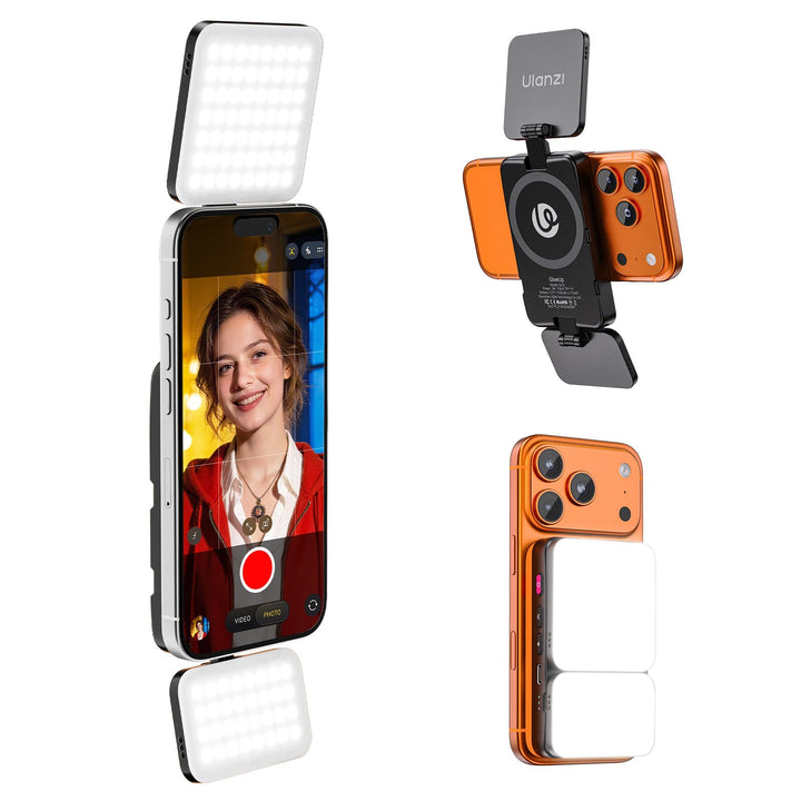 ULANZI GL01 [2026 Aktualisierte] Magnetische Selfie Licht für iPhone, Magnet LED Handy licht mit Zwe