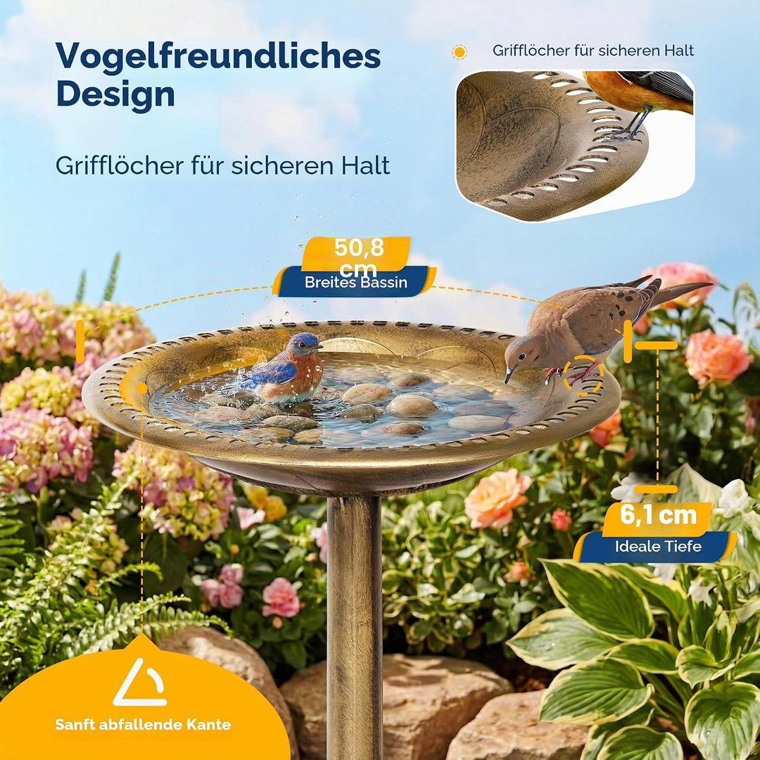 VIVOHOME Vogeltränke 71cm hoch Polyresin leicht antike Optik für Aussenbereich Kupfer, Kupfer