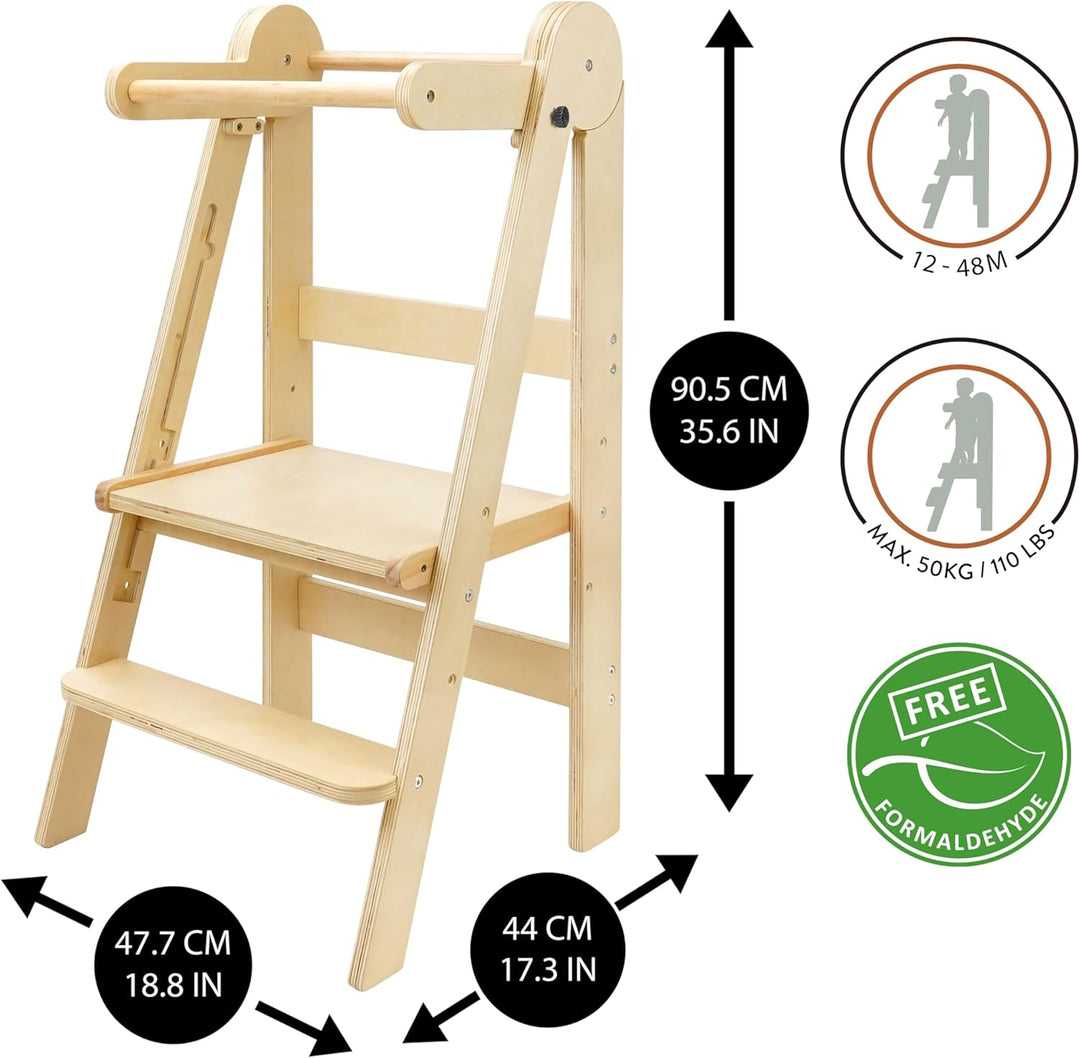 509 Lofty Foldable Learning Tower, Children's Kitchen Helper, Montessori, Step Stool, Foldable Conve
