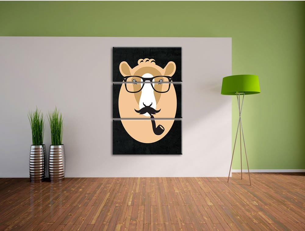 Pixxprint Hipster Schaf als Leinwandbild/Grösse: 3 Teilig (120x80 cm) cm/Wandbild/Kunstdruck/fertig