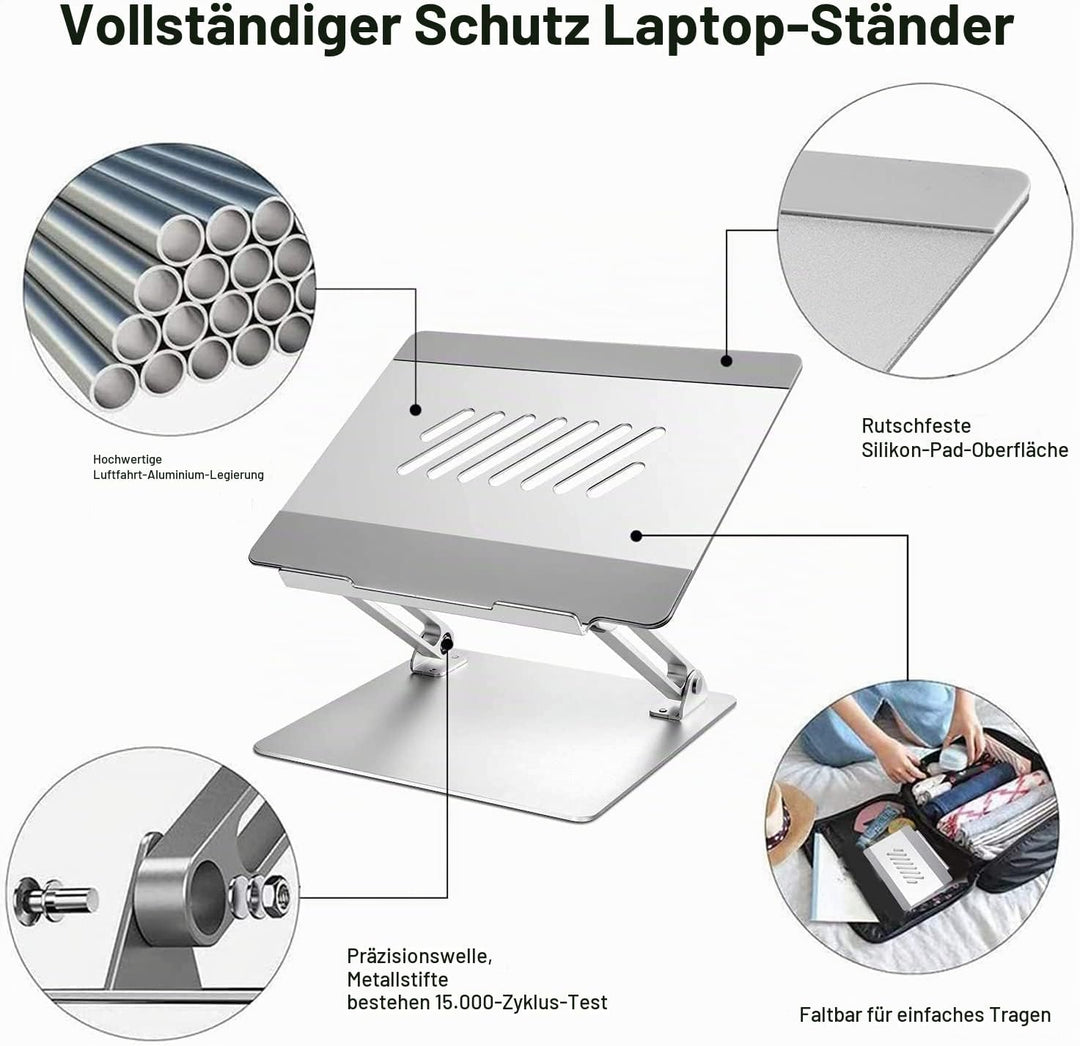 Konsol Laptopständer, Faltbarer Laptop-Riser, verstellbare Winkel, Aluminium leicht und langlebig, L