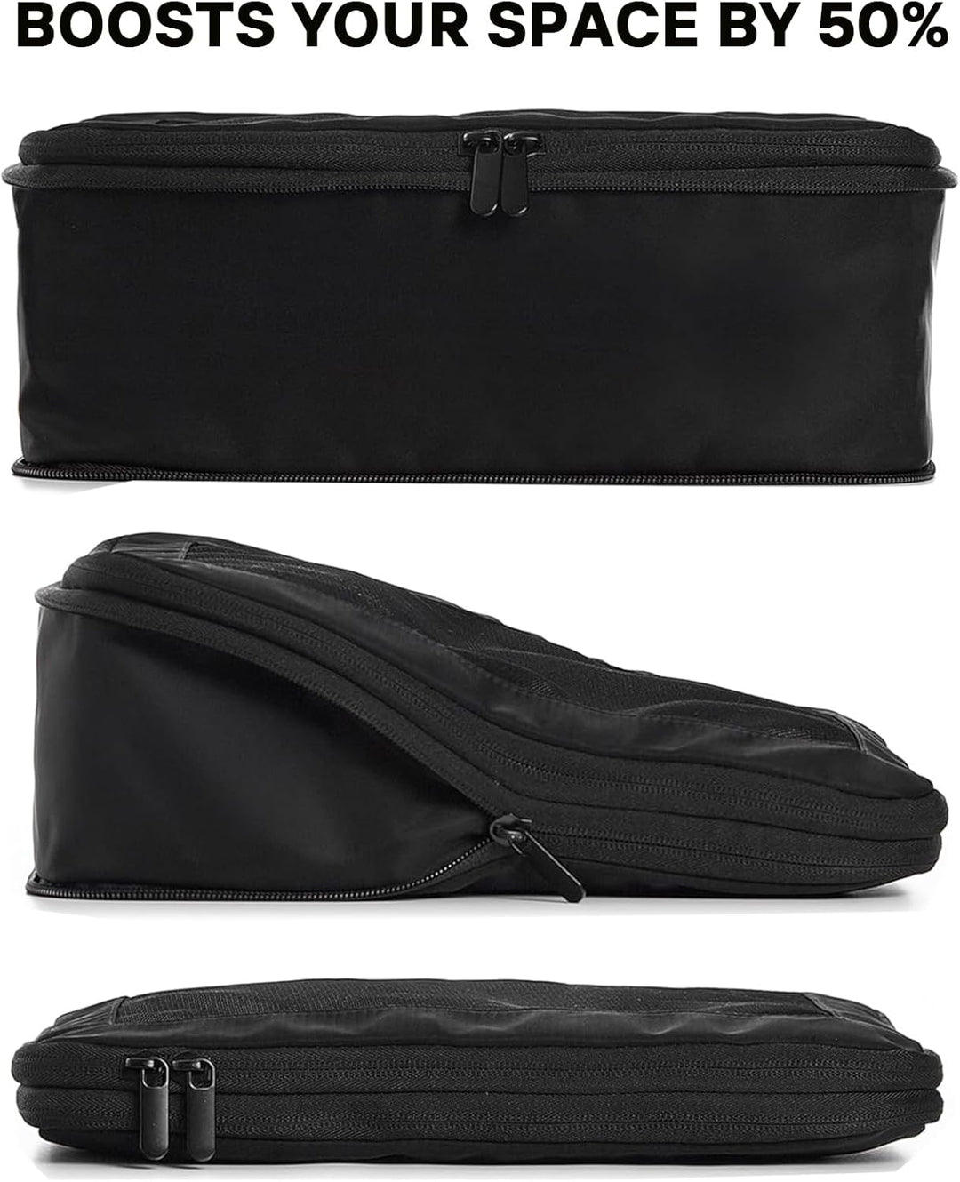 MURISE 6er Set Compression Packing Cubes, Koffer Organizer Packtaschen Schwarz, Schwarz
