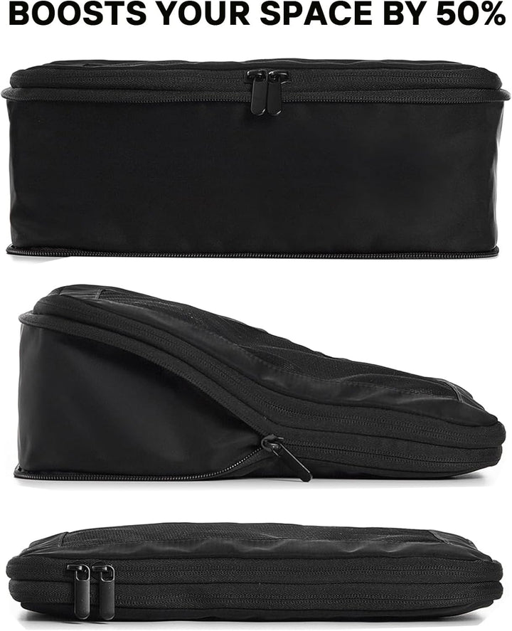 MURISE 6er Set Compression Packing Cubes, Koffer Organizer Packtaschen Schwarz, Schwarz