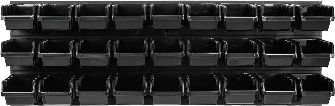 SimpleThing Lagersystem Werkstattregal | 115 x 39 cm | 27 stck. Box | Wandregal mit Stapelboxen - Wa