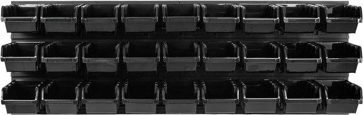 SimpleThing Lagersystem Werkstattregal | 115 x 39 cm | 27 stck. Box | Wandregal mit Stapelboxen - Wa