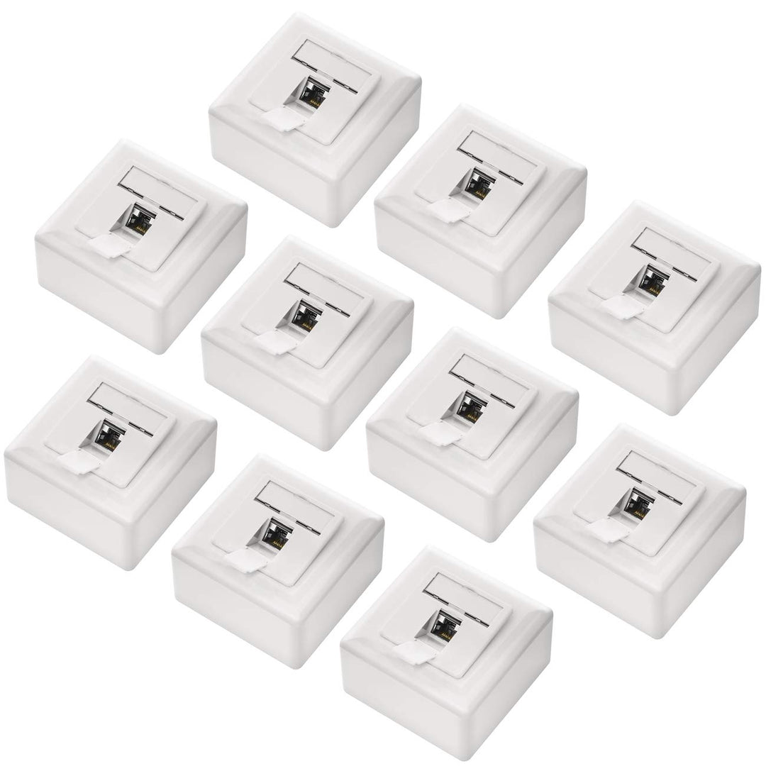 deleyCON 10x CAT6a Universal Netzwerkdose - 1x RJ45 Port - Geschirmt - Aufputz oder Unterputz - 10 G