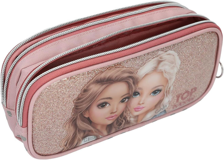 Depesche 14012 TOPModel Dots - Schlampertasche in Rosa, mit Model-Motiv, Punkte Muster und Glitzer,